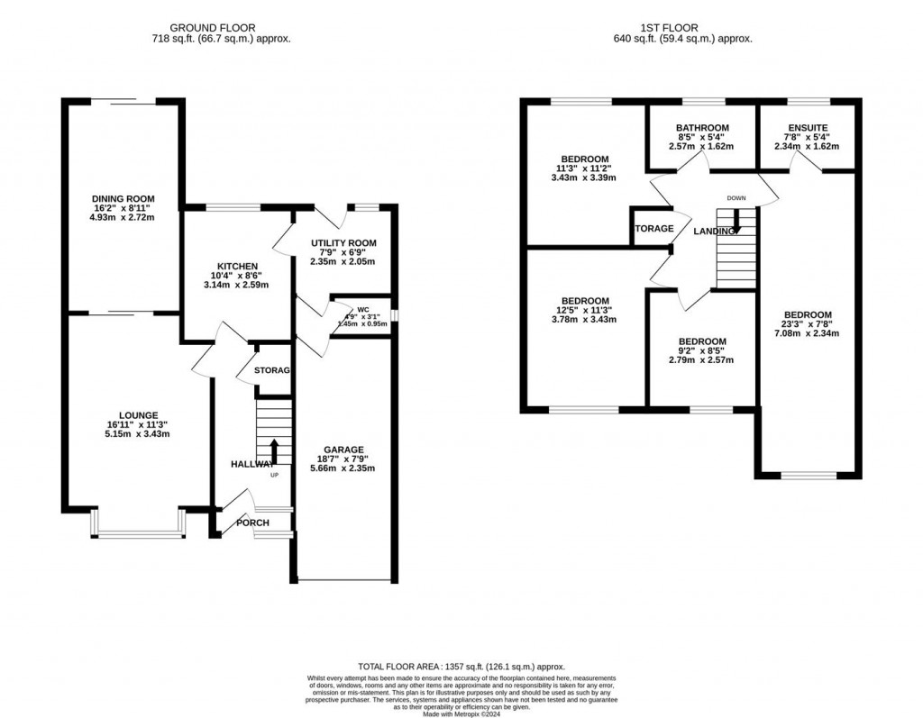 Floorplans For Long Close, Great Oakley, Corby